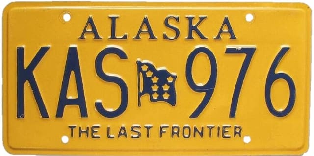 Current standard-issue license plate from Alaska