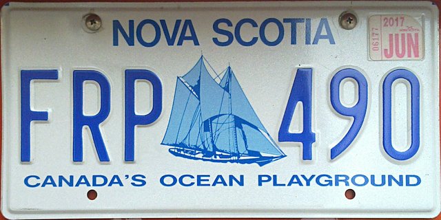 Current standard-issue license plate from Nova Scotia