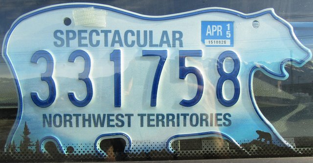 Current standard-issue license plate from Northwest Territories