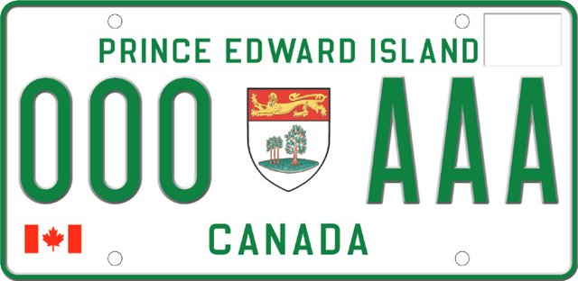 Current standard-issue license plate from Prince Edward Island