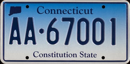 Current standard-issue license plate from Connecticut