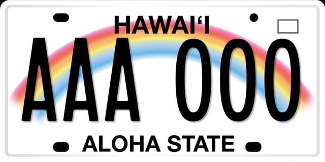 Current standard-issue license plate from Hawaii