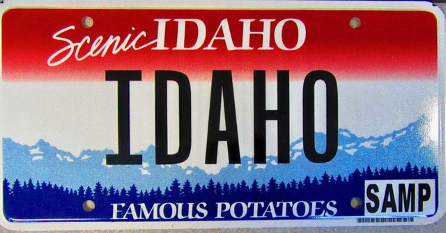 Current standard-issue license plate from Idaho