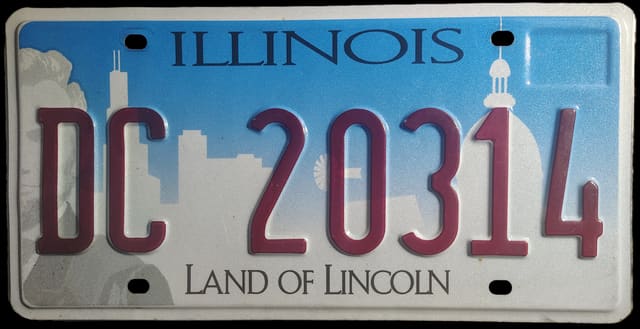 Current standard-issue license plate from Illinois