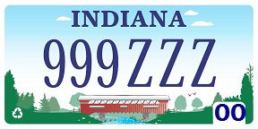 Current standard-issue license plate from Indiana