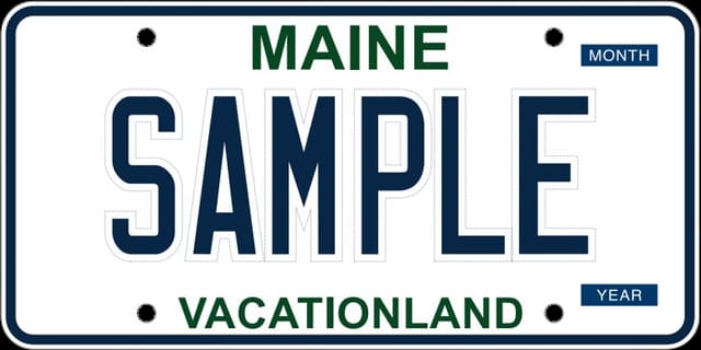 Current standard-issue license plate from Maine