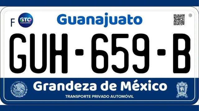 Current standard-issue license plate from Guanajuato, Mexico