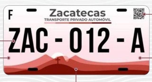 Current standard-issue license plate from Zacatecas, Mexico