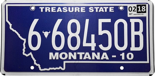 Current standard-issue license plate from Montana