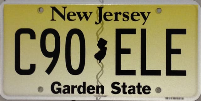 Current standard-issue license plate from New Jersey