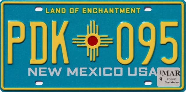 Current standard-issue license plate from New Mexico