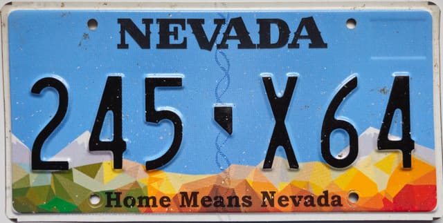 Current standard-issue license plate from Nevada