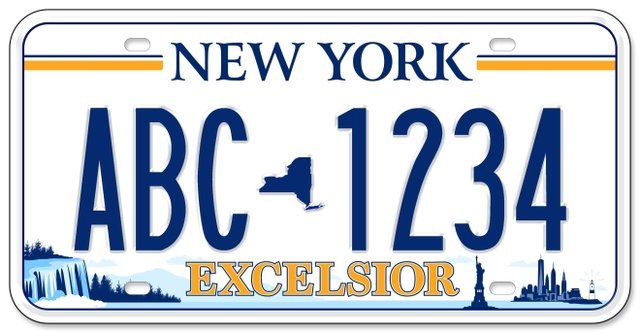 Current standard-issue license plate from New York