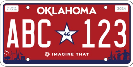 Current standard-issue license plate from Oklahoma