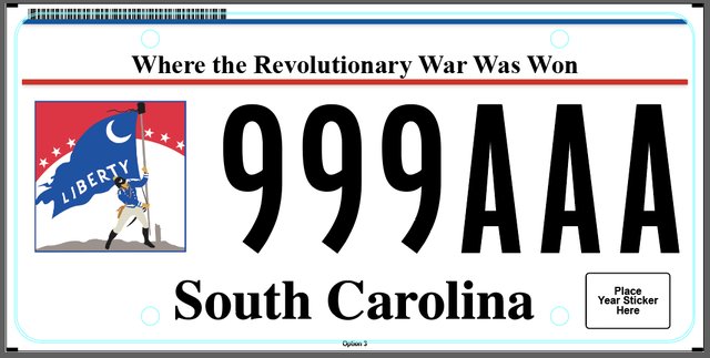 Current standard-issue license plate from South Carolina